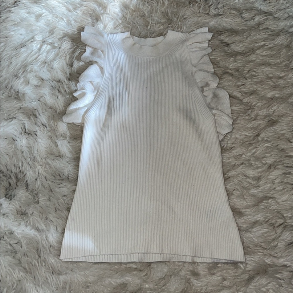 H&M White Frill Tank Size Small